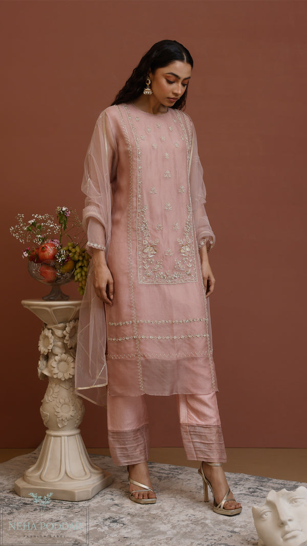 Rosepink 3D Dori Kurta with pants and duppatta