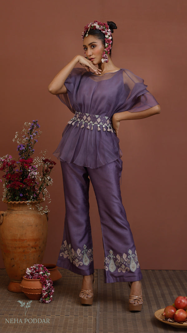 Organza RC top with bustier, pants and belt