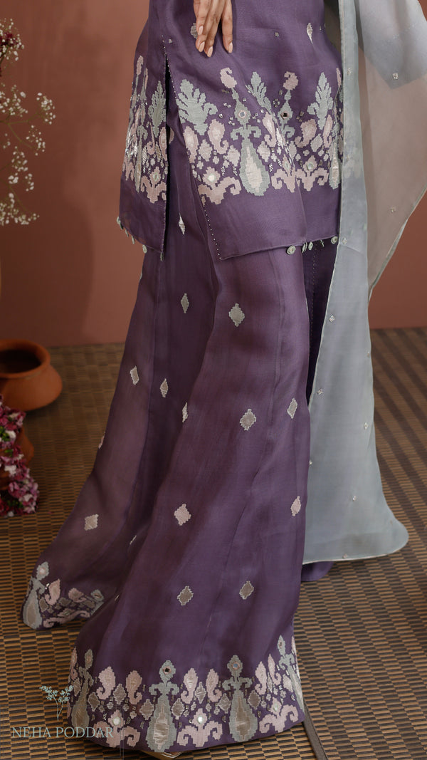 RC Mauve Short kurta with sharara and duppatta