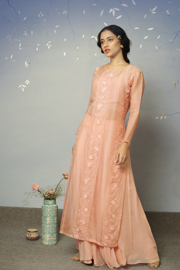 3d TW Peach kurta with skirt