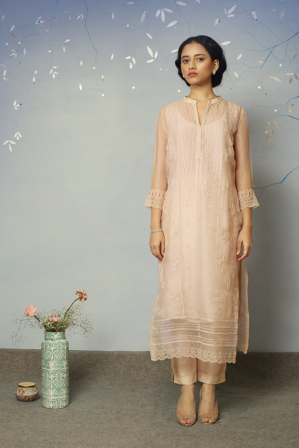 Nude Pink 3 pannelled kurta set