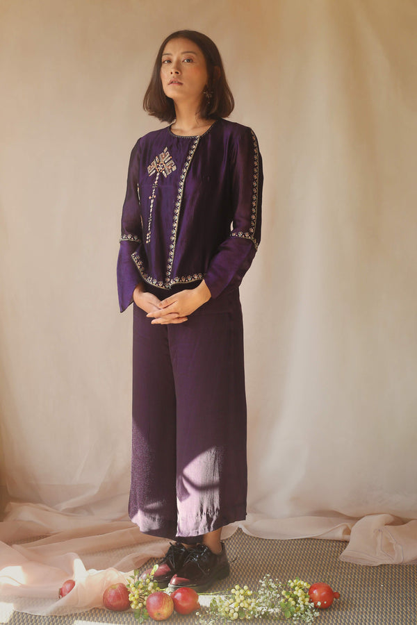 Aubergine Top with culottes