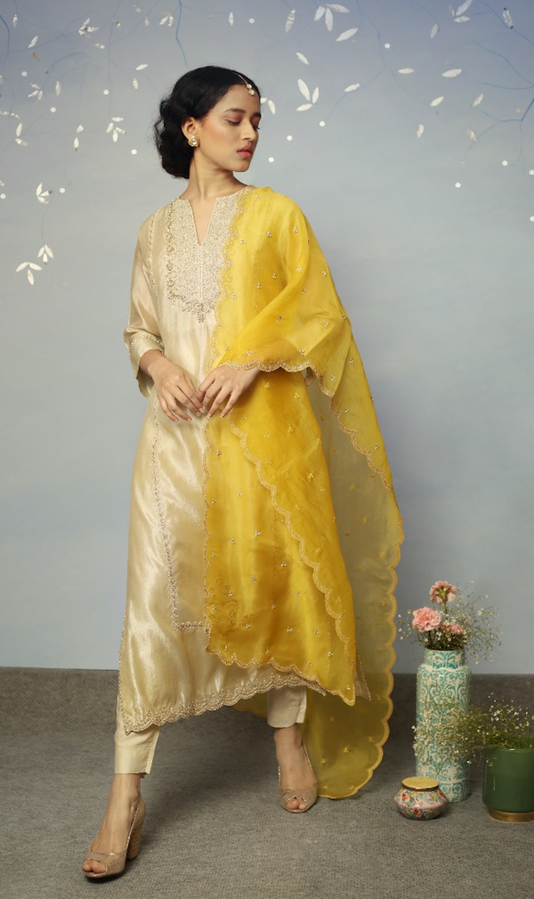 AD Silk Kurta with pants and duppatta